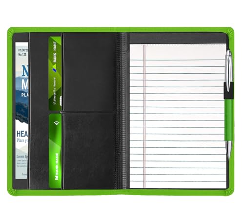 Gorbado A5 Padfolio-Geschäftsmappe, Junior-Größe, Dokumentenmappe, Organizer, Padfolio mit Innentasche und Stiftschlaufe, 12,7 x 20,3 cm, Schreibblock im Lieferumfang enthalten, Grün Gorbado A5 Padfolio-Geschäftsmappe, Junior-Größe, Dokumentenmappe, Organizer, Padfolio mit Innentasche und Stiftschlaufe, 12,7 x 20,3 cm, Schreibblock im Lieferumfang enthalten, Grün von Gorbado