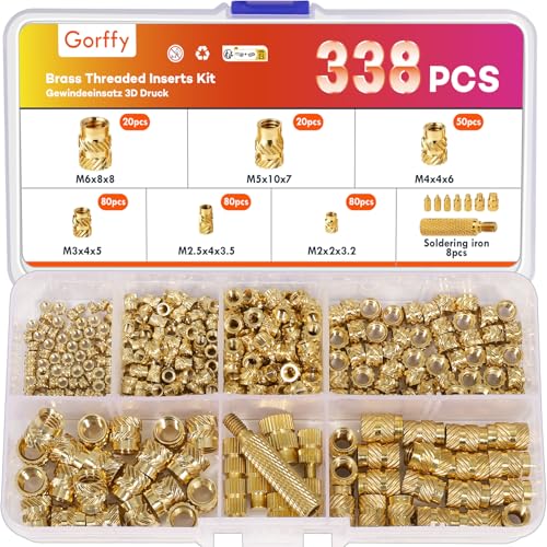 Gorffy 338 Stück Gewindeeinsatz 3D Druck, M2 M2.5 M3 M4 M5 M6 Einschmelzgewinde mit Lötkolben Einschmelzhilfe Set, Messing Einpressmuttern, Gerändelt 3D Druck Gewindeeinsätze Gorffy 338 Stück Gewindeeinsatz 3D Druck, M2 M2.5 M3 M4 M5 M6 Einschmelzgewinde mit Lötkolben Einschmelzhilfe Set, Messing Einpressmuttern, Gerändelt 3D Druck Gewindeeinsätze von Gorffy