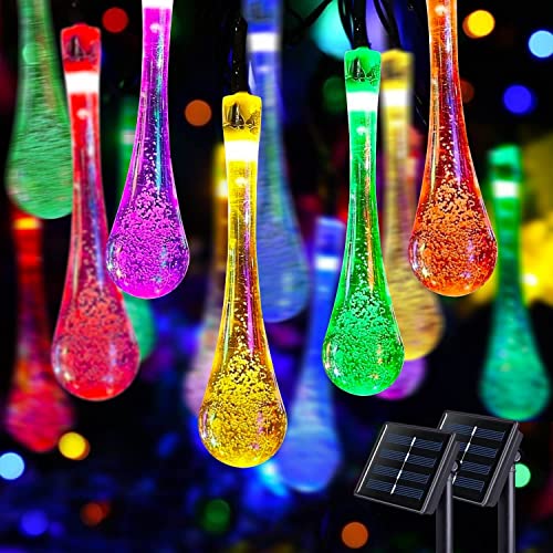 2 Stück Solar-Wassertropfen-Lichterkette, 180 m, 100 LEDs, solarbetrieben, für den Außenbereich, wasserdicht, 8 Modi, Tropfenlichter für Gärten, Weihnachtsbaum, Terrasse, Hof, Party, Urlaub 2 Stück Solar-Wassertropfen-Lichterkette, 180 m, 100 LEDs, solarbetrieben, für den Außenbereich, wasserdicht, 8 Modi, Tropfenlichter für Gärten, Weihnachtsbaum, Terrasse, Hof, Party, Urlaub von Gorger