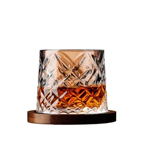 Gorger Drehbarer Whiskybecher – selbstausgleichendes Kristallglas mit beschwertem Boden, 300 ml bleifreies, rotierendes Glas für Bourbon/Scotch ​ von Gorger