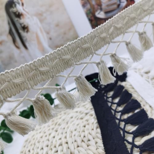 GorinsKani Fransenborte im Boho-Stil, lange Fransenborte für Vorhänge, Kissen, Teppich, Lampe, Fransenschirm, dekoratives Nähen, Basteln, 4,5 m, 6 cm, Beige von GorinsKani