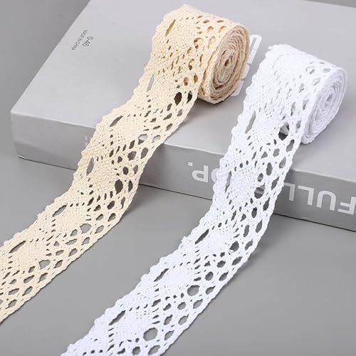 GorinsKani Spitzenband aus Baumwolle, gehäkelt, Vintage-Stil, Spitzenborte zum Nähen, für Kleidung, Hochzeit, Handwerk, 9,1 m, Beige GorinsKani Spitzenband aus Baumwolle, gehäkelt, Vintage-Stil, Spitzenborte zum Nähen, für Kleidung, Hochzeit, Handwerk, 9,1 m, Beige von GorinsKani