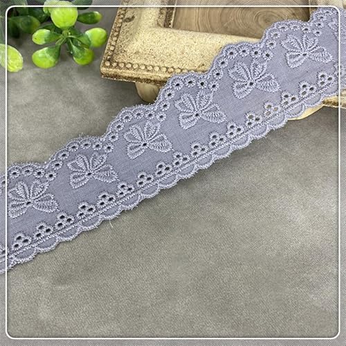 GorinsKani Spitzenband aus Baumwolle, mit Ösen, Schleife, Stickerei, gewelltes Ass zum Nähen, Basteln, Kleider, Puppen/Haustierkleidung, 7,3 m, 4 cm (grau) von GorinsKani