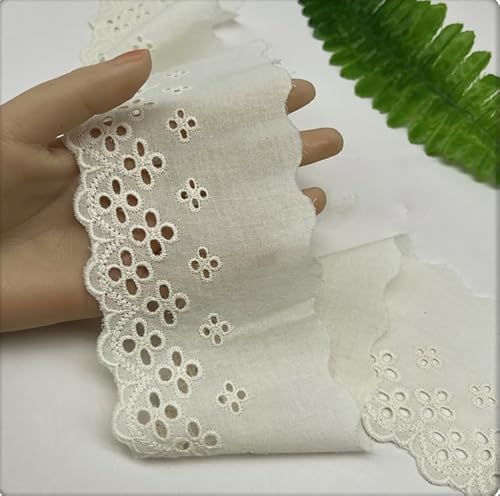 GorinsKani Spitzenborte aus Baumwolle, 4 Ösen, bestickt, hohl, Baumwollstoff, Spitze zum Nähen, Basteln, Kleider, Vorhänge, Sofas, Puppen/Haustierkleidung (helle Aprikosenfarbe) von GorinsKani