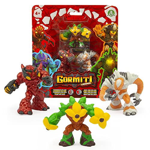 GORMITI LEGENDS - Mini Cartoon und Metallic Version, 3 Figuren inklusive, Fiery Hammer V2, Mole und Flours, inklusive Karte, für Kinder ab 4 Jahren, GRL29200, Giochi Preziosi, mehrfarbig von Gormiti