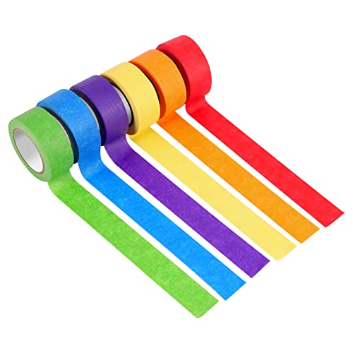 Gosera Farbiges Band, Farbiges Maler Band für Kunst, Beschriften oder Codieren - 6 Verschiedene Farb Rollen - Band 1 X 13 Yard (2,4 Cm X 12 M) von Gosera