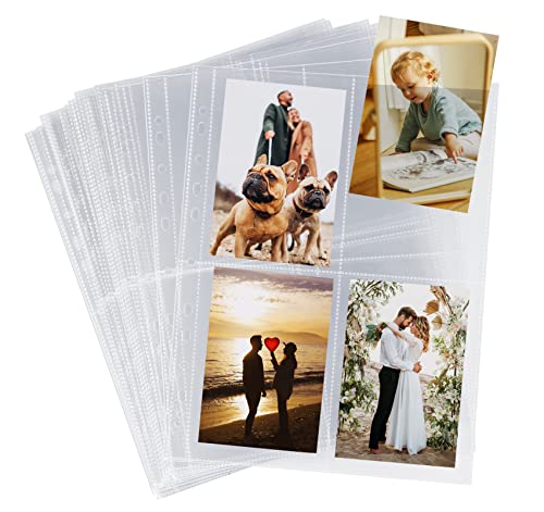 50er Fotohüllen DIN-A4, 4-Fach Geteilt Fotosichthüllen, Transparent Postkartenhüllen, 0,13mm Sammel-Hüllen Sicht-Tasche, Prospekthülle zum Schutz von Postkarten Fotos, Dokumente, 10,8 x 15,2 cm von Gosirm