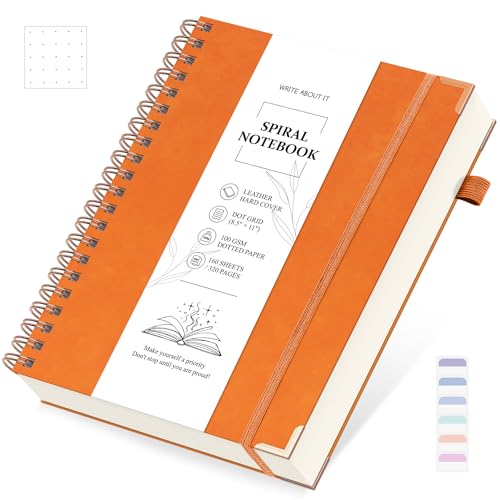 Notizbuch Gepunktetes A4 Spirale - Spiralblock a4 Dot Journal, Notizbücher Spiralbindung a4 Notebook, Notizheft 100 g/m² Dotted Papier Notizblöcke Ringbuch - 21,5 X 28cm Orange von Gosirm