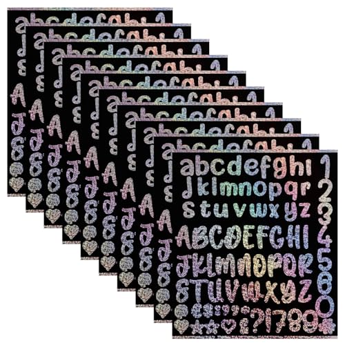 10 Blätter Glitzer Buchstabenaufkleber für Stanley Cup, Glänzende Silberne Vinyl Buchstabenaufkleber Wasserfeste Selbstklebende Glitzer Alphabetaufkleber für Wasserflasche Dekoration 10 Blätter Glitzer Buchstabenaufkleber für Stanley Cup, Glänzende Silberne Vinyl Buchstabenaufkleber Wasserfeste Selbstklebende Glitzer Alphabetaufkleber für Wasserflasche Dekoration von Gosknor