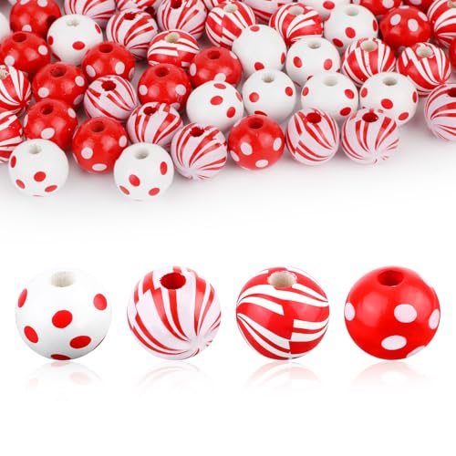 100 Stk Weihnachtsperlen, Rot Weiße Weihnachtsperlen aus Holz zum Basteln mit 1 Schnur Weihnachtsbastelbedarf Weihnachtsholzperlen zum Selbermachen Weihnachtsschmuck Sets 100 Stk Weihnachtsperlen, Rot Weiße Weihnachtsperlen aus Holz zum Basteln mit 1 Schnur Weihnachtsbastelbedarf Weihnachtsholzperlen zum Selbermachen Weihnachtsschmuck Sets von Gosknor