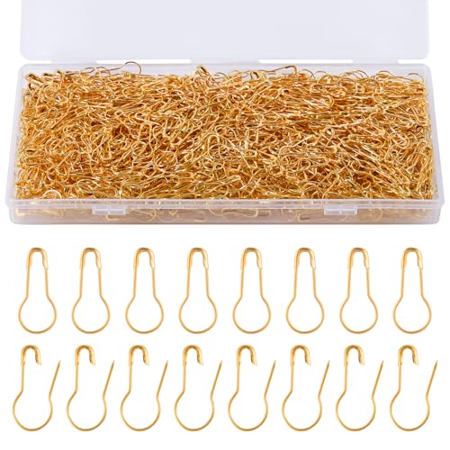 1000st Bulb Safety Pins, 22mm Sicherheitsnadeln für Kleidung mit Aufbewahrungsbox Kleine Kürbisform Calabash Pin zum Selbermachen von Kleidung Basteln von Wohnaccessoires (Gold) von Gosknor