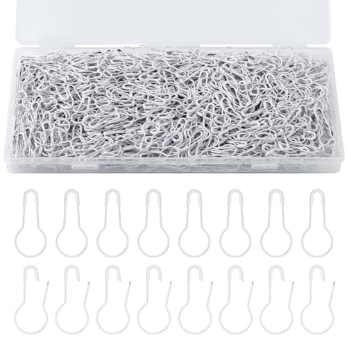1000st Bulb Safety Pins, 22mm Sicherheitsnadeln für Kleidung mit Aufbewahrungsbox Kleine Kürbisform Calabash Pin zum Selbermachen von Kleidung Basteln von Wohnaccessoires (Weiß) von Gosknor