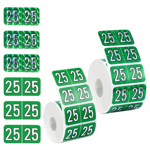 1000stk Jahresaufkleber 2025, 3,8x1,9cm 2 Stile 2025 Neujahrsaufkleber Jahresaufkleber für Aktenordner Farbcodierte Aufkleber 25-Jahres-Etiketten für Aktenordner mit Register Bürobedarf (Grün) von Gosknor