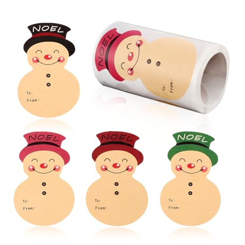 100stk Weihnachtsgeschenkanhänger, Selbstklebende Weihnachtsetiketten Kraft Schneemann Aufkleber Etiketten zum Verpacken von Geschenken für Umschläge Karten Geschenke Dekoration 100stk Weihnachtsgeschenkanhänger, Selbstklebende Weihnachtsetiketten Kraft Schneemann Aufkleber Etiketten zum Verpacken von Geschenken für Umschläge Karten Geschenke Dekoration von Gosknor