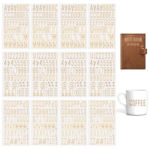 12 Bögen Buchstaben- und Zahlenaufkleber, 2,5cm Selbstklebende 3D-Schaumstoffaufkleber für Buchstaben und Zahlen Goldene Bauschige Buchstaben- und Zahlenaufkleber Großbuchstabenaufkleber 12 Bögen Buchstaben- und Zahlenaufkleber, 2,5cm Selbstklebende 3D-Schaumstoffaufkleber für Buchstaben und Zahlen Goldene Bauschige Buchstaben- und Zahlenaufkleber Großbuchstabenaufkleber von Gosknor