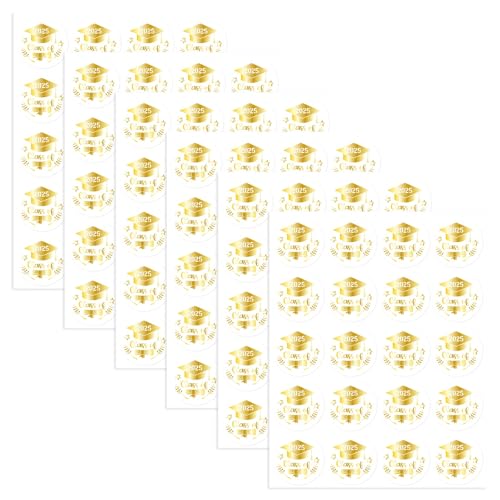 120St Aufkleber für die Klasse von 2025, 2025 Umschlagsiegel Abschlussetiketten Gold Abschluss Aufkleber Partygeschenke, für College High School Absolventen Geschenkdekoration (Stil 2) von Gosknor