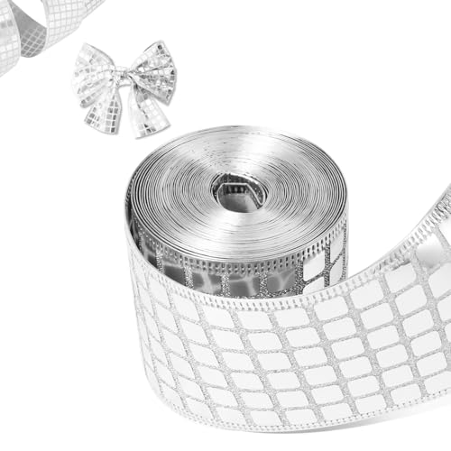 2 Rollen 12 Yards Disco-Bänder, Silbernes Glitzerband Paillettenband Funkelndes Metallisches Quadratisches Band Verpacken von Geschenken Basteln Weihnachtsbaum Disco-Mottoparty-Dekoration 2 Rollen 12 Yards Disco-Bänder, Silbernes Glitzerband Paillettenband Funkelndes Metallisches Quadratisches Band Verpacken von Geschenken Basteln Weihnachtsbaum Disco-Mottoparty-Dekoration von Gosknor