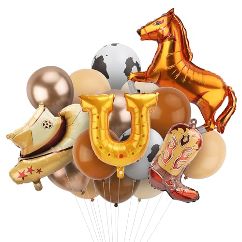 22st Cowboy Balloons, Große Cowboyhut- und Stiefelballons Western Party Dekorationen Folie Pferde Ballon Hufeisen Rodeoballons für Cowgirl Cowboy Mottoparty Geburtstagszubehör von Gosknor