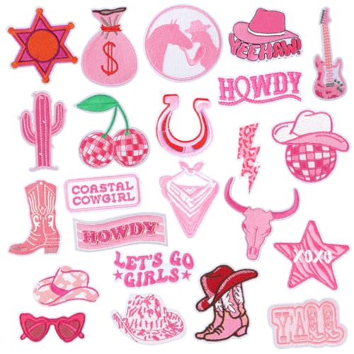 23 Stück Western-Aufbügler, Pink Bestickte Flicken Applikationen Cowgirl-Aufnäher zum Aufnähen Vintage-Stickerei-Aufnäher für Kleidung Hüte Jacken Rucksäcke 23 Stück Western-Aufbügler, Pink Bestickte Flicken Applikationen Cowgirl-Aufnäher zum Aufnähen Vintage-Stickerei-Aufnäher für Kleidung Hüte Jacken Rucksäcke von Gosknor