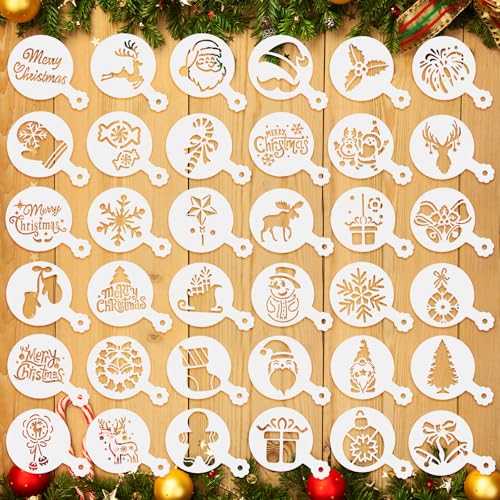 36 Stück Weihnachts Plätzchen Schablonen, Wiederverwendbar Kuchendekorationsvorlagen Formen zum Bemalen Backen für Kekse Brot Kaffee Dessert Weihnachtsfeiern Heimwerken Basteln Dekoration 36 Stück Weihnachts Plätzchen Schablonen, Wiederverwendbar Kuchendekorationsvorlagen Formen zum Bemalen Backen für Kekse Brot Kaffee Dessert Weihnachtsfeiern Heimwerken Basteln Dekoration von Gosknor