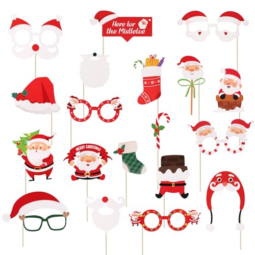 36stk Weihnachts Foto Requisiten, Weihnachtsmann-Feiertags-Fotoautomaten-Requisiten Weihnachts Requisiten Posen Schilderdekorationen Weihnachtsbildausschnitte für Weihnachtsparty-Zubehör von Gosknor