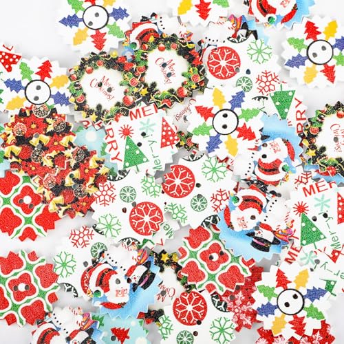 50 Stück Weihnachtsbaum-Knopf-Ornament, Weihnachts-Holzknöpfe Verzierungen Näh-Bastelknöpfe Weihnachtsbaum Schneemann Weihnachtsmann Schneeflocken Weihnachtsverzierungen zum Basteln 50 Stück Weihnachtsbaum-Knopf-Ornament, Weihnachts-Holzknöpfe Verzierungen Näh-Bastelknöpfe Weihnachtsbaum Schneemann Weihnachtsmann Schneeflocken Weihnachtsverzierungen zum Basteln von Gosknor