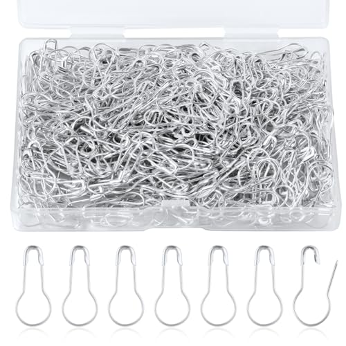 500st Bulb Safety Pins, 22mm Metall Sicherheitsnadeln für Kleidung Kürbisform Kürbis Nadeln Safety Pins mit Aufbewahrungsbox für Kleidung Basteln Heimzubehör (Silber) von Gosknor