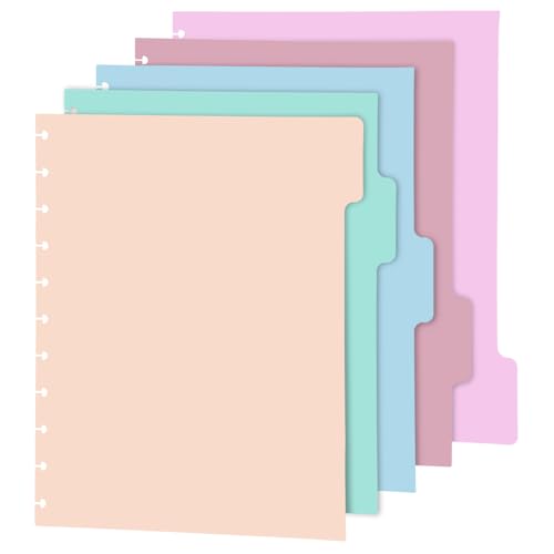 5stk Discbound-Notizbuchteiler, 28 x 23 cm Bunte Kunststoff-Registerteiler Kunststoff-Discbound-Planereinlagen Disc-Binder-Tasche Einlagen für Ordner Büro von Gosknor