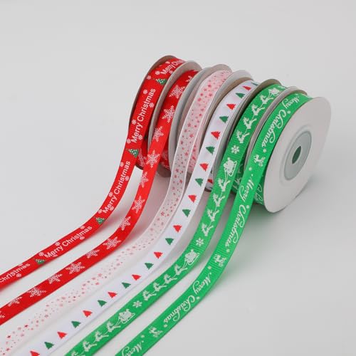6 Rollen Weihnachtsband, 54,86m Weihnachts-Ripsband Weihnachtsband zum Verpacken von Geschenken Elchband Schneeflockenband Frohe Weihnachten Band zum Basteln DIY Dekoration 6 Rollen Weihnachtsband, 54,86m Weihnachts-Ripsband Weihnachtsband zum Verpacken von Geschenken Elchband Schneeflockenband Frohe Weihnachten Band zum Basteln DIY Dekoration von Gosknor