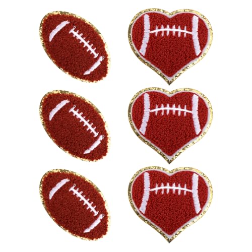 6 Stück Fußball-Aufbügler, Herzförmiger Fußball-Aufnäher Chenille mit Goldenem Rand Rugby-Aufbügler American-Football-Aufnäher Sport-Aufnäher Bestickter Aufbügler Nähflicken 6 Stück Fußball-Aufbügler, Herzförmiger Fußball-Aufnäher Chenille mit Goldenem Rand Rugby-Aufbügler American-Football-Aufnäher Sport-Aufnäher Bestickter Aufbügler Nähflicken von Gosknor