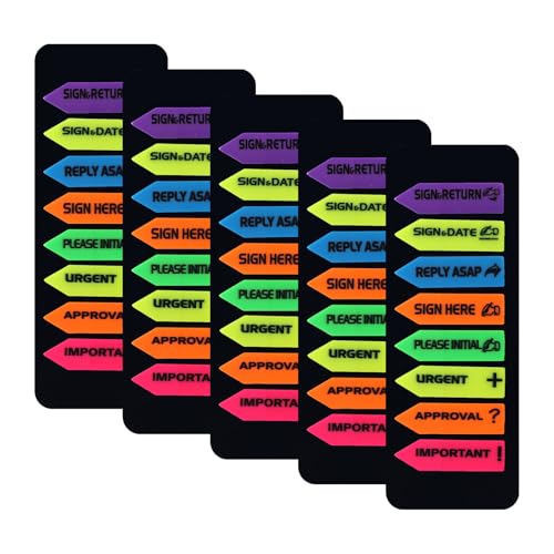 800st Sign Here Tabs, Pfeiletikettenaufkleber Bunte Selbstklebende Hier Unterschreiben Nachrichtenflaggen Selbstklebende Unterschriften-Tabs für Dokumente Notizbücher (8 Designs) von Gosknor