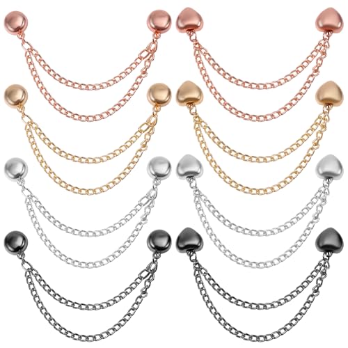 8stk Magnetische Kleidungsklammern, Herz Rund Magnetische Kleidungsclips mit Kette Vielseitig Einsetzbar Starke Magnetnadel zum Befestigen von Kleidung Saum Hemden Ärmeln (4 Farben) von Gosknor
