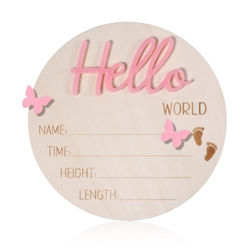 Baby Ankündigungsschild, 13,5 cm Hölzernes Hello World Schild für Neugeborene Schild zur Geburtsankündigung Schild für Neues BabyNamensschilder für die Geburt für Krankenhaus Kinderzimmer Baby Ankündigungsschild, 13,5 cm Hölzernes Hello World Schild für Neugeborene Schild zur Geburtsankündigung Schild für Neues BabyNamensschilder für die Geburt für Krankenhaus Kinderzimmer von Gosknor