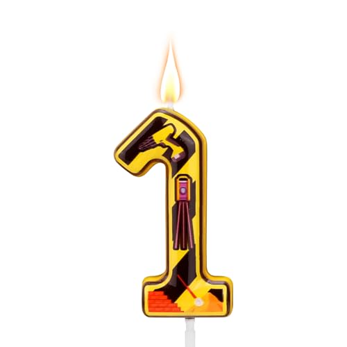 Bau-Geburtstagskerze, Happy Birthday Zahlenkerzen Bau-Kuchenaufsatz für Bau-Geburtstagsparty-Zubehör Dekorationen (Nummer 1) von Gosknor