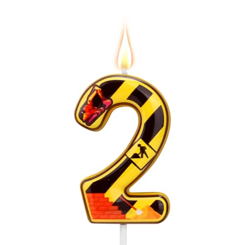 Bau-Geburtstagskerze, Happy Birthday Zahlenkerzen Bau-Kuchenaufsatz für Bau-Geburtstagsparty-Zubehör Dekorationen (Nummer 2) von Gosknor