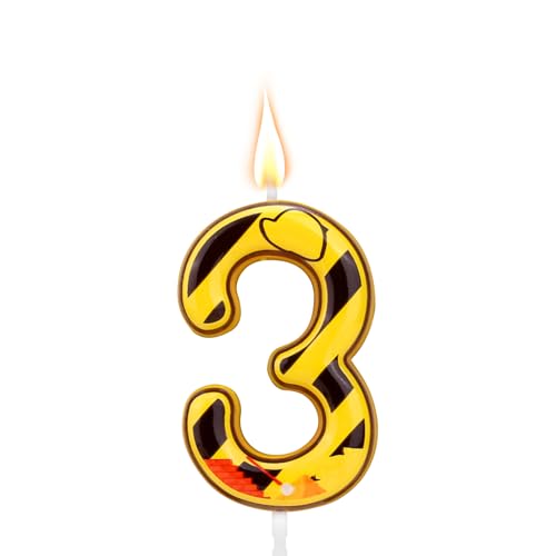 Bau-Geburtstagskerze, Happy Birthday Zahlenkerzen Bau-Kuchenaufsatz für Bau-Geburtstagsparty-Zubehör Dekorationen (Nummer 3) von Gosknor