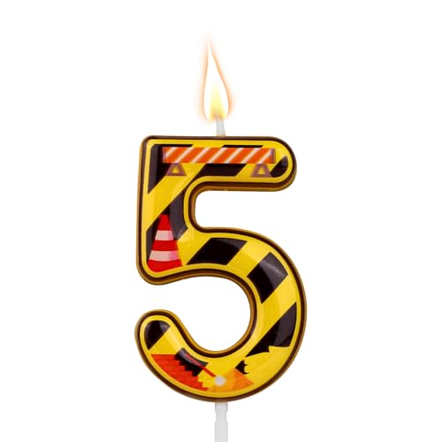 Bau-Geburtstagskerze, Happy Birthday Zahlenkerzen Bau-Kuchenaufsatz für Bau-Geburtstagsparty-Zubehör Dekorationen (Nummer 5) von Gosknor