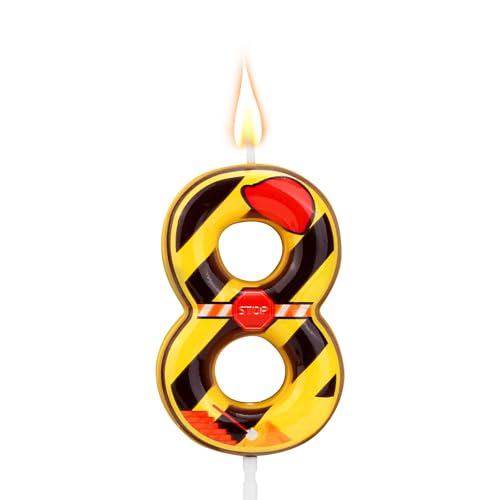 Bau-Geburtstagskerze, Happy Birthday Zahlenkerzen Bau-Kuchenaufsatz für Bau-Geburtstagsparty Zubehör Dekorationen (Nummer 8) von Gosknor