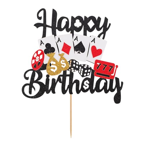Casino Kuchenaufsatz, Alles Gute zum Geburtstag Pokerspiel Kuchenaufsatz Casino Themen Kuchendekoration für Las Vegas Casino Nacht Motto Geburtstagsparty Zubehör von Gosknor