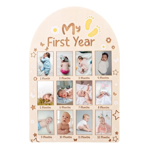 Fotorahmen Mein Erstes Jahr, Hölzerne Baby Fotoanzeigetafel 12 Monats Bilderrahmen Erinnerungen an den 1. Geburtstag des Neugeborenen Souvenir-Geschenk für Dekoration für Kinderzimmer Fotorahmen Mein Erstes Jahr, Hölzerne Baby Fotoanzeigetafel 12 Monats Bilderrahmen Erinnerungen an den 1. Geburtstag des Neugeborenen Souvenir-Geschenk für Dekoration für Kinderzimmer von Gosknor