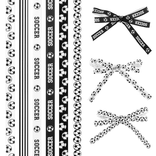 Gosknor 6 Rollen/16,46m Football Ribbons, Ripsbänder für Geschenkverpackungen Football-Partyzubehör für Heimwerkerarbeiten Haarschleifendekoration von Gosknor