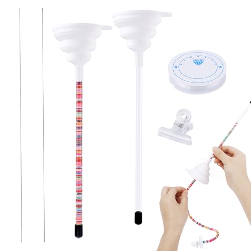 Gosknor 6-teiliges Perlenwerkzeug-Set, 2 Perlen-Trichter, 2 Perlennadeln mit Clip und Faden, Schmuckherstellungswerkzeuge, Tonperlen, Armbandherstellung, Perlenwerkzeug für Halsketten, Armbänder von Gosknor