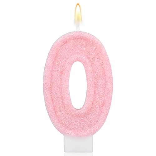 Rosa Geburtstagskerzen mit Zahlen, Romantischer Kuchen Rosa Zahlenkerzen Jubiläums-Kuchenaufsatz Dekoration Süßes Geburtstagsparty-Zubehör für Hochzeitstagsfeiern (0) von Gosknor