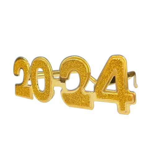 2024 Neu jahrs party brille 2024 Gold Glitter Frohes Neues Jahr Brille für Silvester Party Feierparty Vorräte (Gold) von GotGala