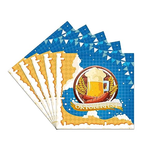 40 PCs Oktoberfest Papier Servietten Oktoberfest Einwegblau Luncheon Serviette für bayerische deutsche Bierfestival Oktoberfest Party Dekorationen Supplies von GotGala