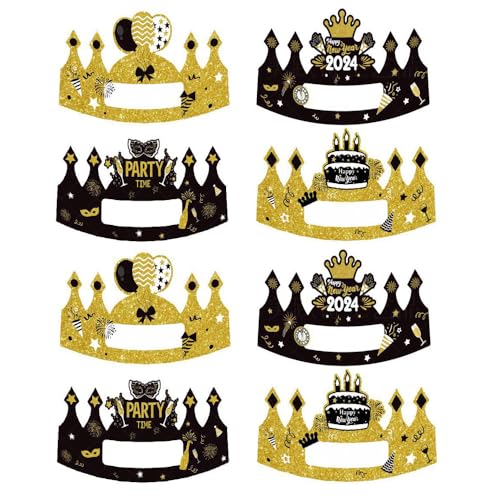 8pcs Happy New Year Party Crown Hats 2024 New Year Paper Caps Cheers To 2024 New Years Eve Hats for Kids Adults New Years Eve Party Supplies Decorations von GotGala