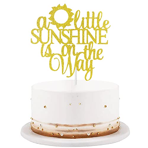 A Little Sunshine Is On The Way Kuchentopper Gold Glitzer Du bist meine Sonnenschein Babyparty Cake Toper for Sun Thema Babyparty Geschlecht Enthüllen Sie Schwangerschaftsanzeige Geburtstagsfeier von GotGala