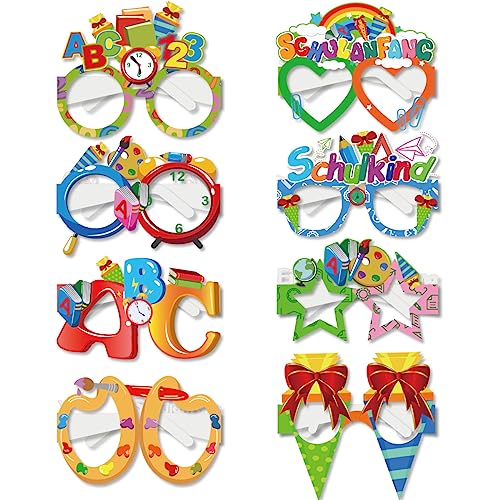 ALLES GUTE ZUM SCHULANFANG Brillen schickes Willkommensgeschenk für den ersten Schultag, Brillen, Bücher, Schulbus Foto-Requisiten für die Vorschule, Willkommensgeschenk-Dekoration für die Party von GotGala