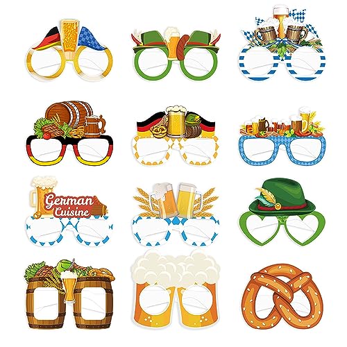 GotGala 12 Packs Oktoberfest Brillen Oktoberfest Party Papierbrillen für Kinder Erwachsene Bayerische Deutsche Bierfestival Oktoberfest Party Dekoration bevorzugt Fotokabinen Requisiten. von GotGala