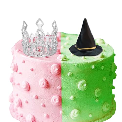 GotGala Hexenhut und Krone, Kuchendekoration, Geburtstagsparty, Gastgeschenke, Hexenhüte, Krone, Diadem, Kuchendekoration, Zaubererhüte, silberne Kuchendekoration, Dekoration für Prinzessin, Hexe von GotGala